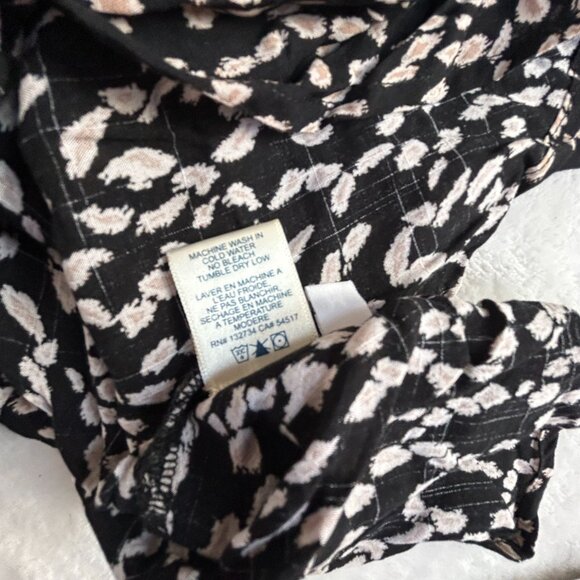 Cloth & Stone Womens Rachel Tie-Front Blouse Top Medium Black Animal Print NWOT - Picture 5 of 8